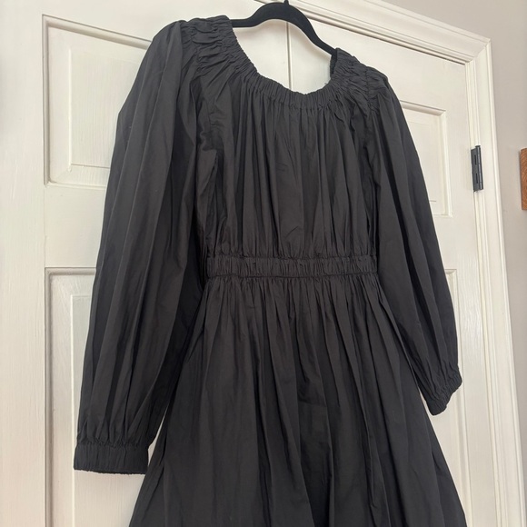 Ulla Johnson Black Martine Mini Dress Noir Bubble Hem Long Sleeve Bateau Size 2 - Picture 11 of 15